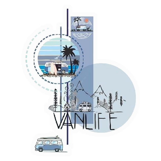 Vanlife Adventure Collage Premium Vinyl Stickers