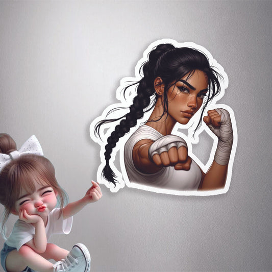 Fighter Girl Braids Premium Vinyl Stickers