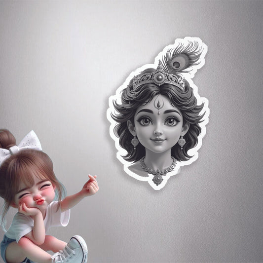 Baby Krishna Grey Scale Premium Vinyl Stickers