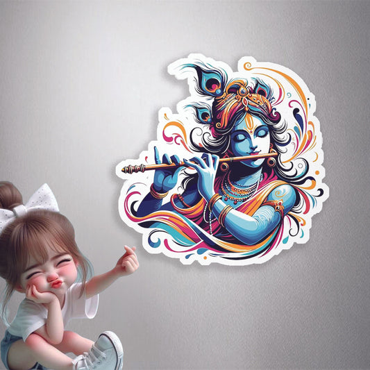 Colorful Krishna Flute Premium Vinyl Stickers
