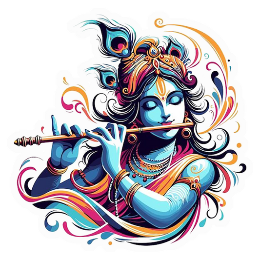 Colorful Krishna Flute Premium Vinyl Stickers