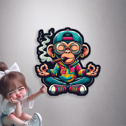 Meditating Monkey Chill Premium Vinyl Stickers
