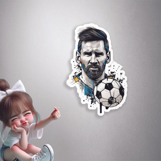 Messi with Football Premium Vinyl Stickers