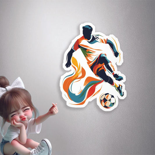 Aesthetic Football player in action Premium Vinyl Stickers