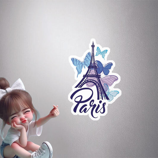 Paris ,Eiffel Tower,( Water color) Premium Vinyl Stickers