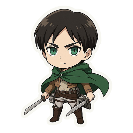 levi ackerman with double swords Premium Vinyl Stickers
