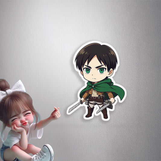 levi ackerman with double swords Premium Vinyl Stickers