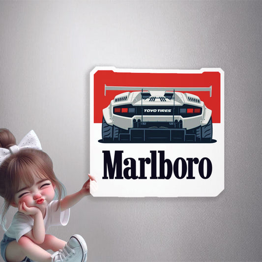 Marlboro White Sports Car Premium Vinyl Stickers