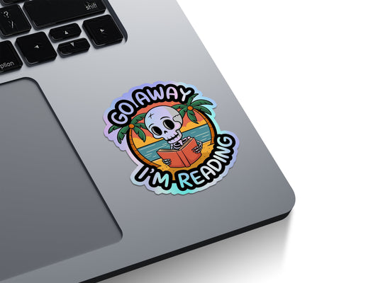 Go Away Reading Skeleton Holographic Stickers