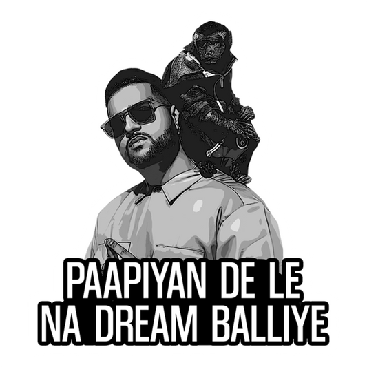 Karan Aujla B&W with Monkey Premium Vinyl Stickers