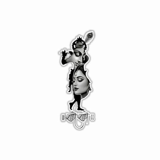 Krishna Radha B&W cutout Bumper Sticker