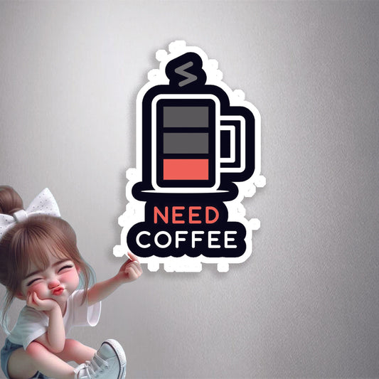 Need Coffee Battery Premium Vinyl Stickers