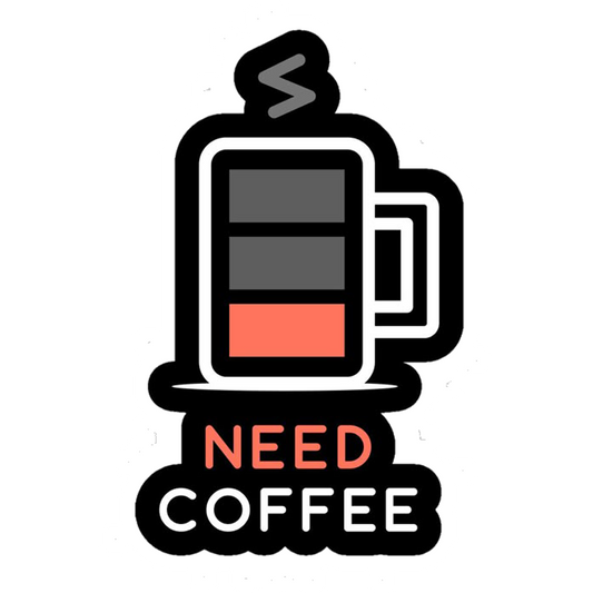 Need Coffee Battery Premium Vinyl Stickers