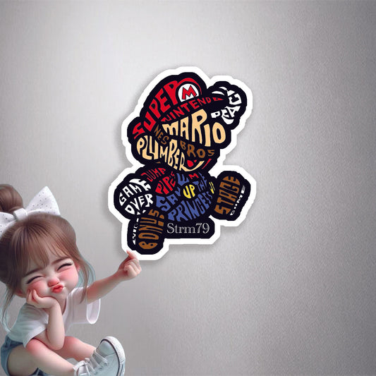 Super Mario Word Art Premium Vinyl Stickers