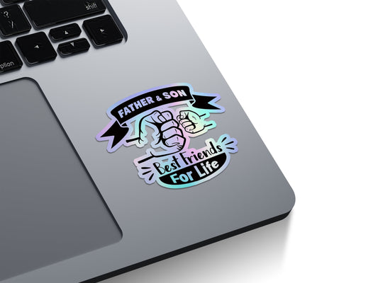 Father Son Best Friends Holographic Stickers