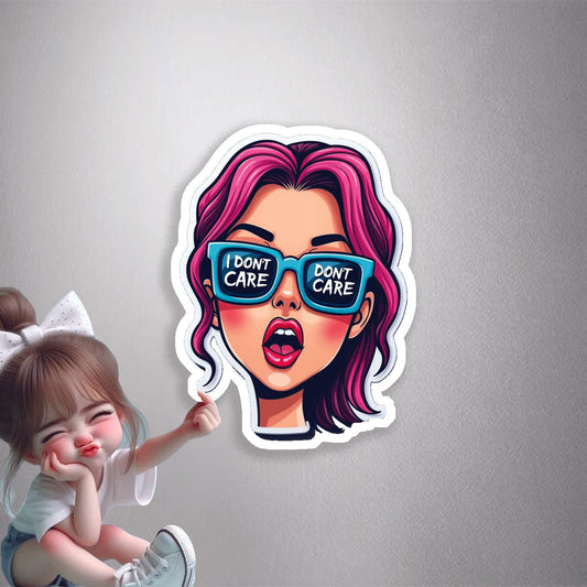 Pink Hair Don't Care Premium Vinyl Stickers