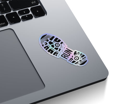 Running Sole Print Holographic Stickers