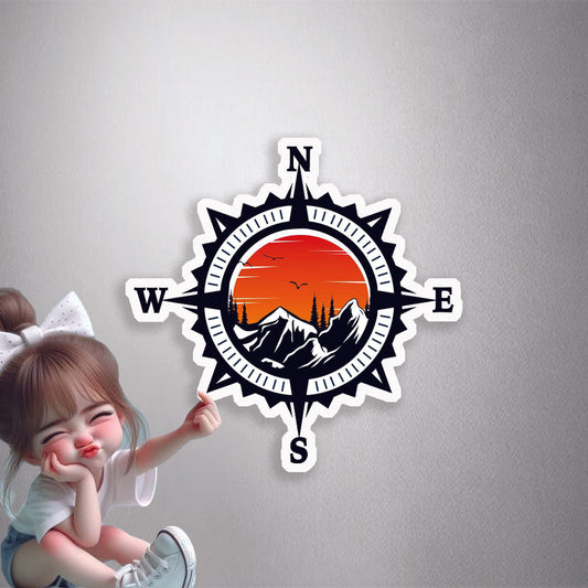 Adventure Compass Sunset Premium Vinyl Stickers