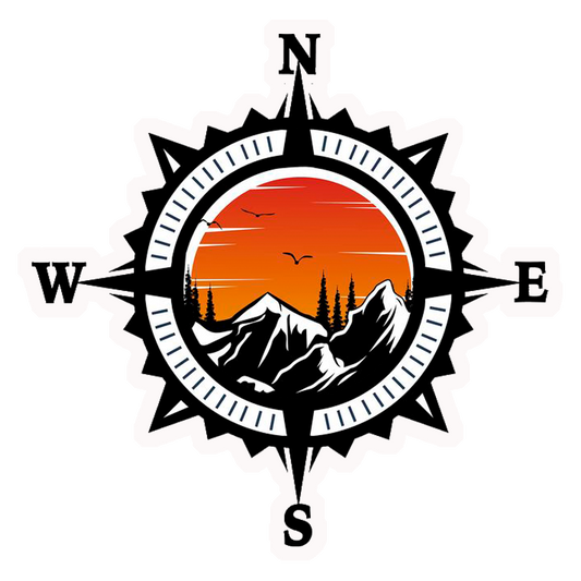 Adventure Compass Sunset Premium Vinyl Stickers