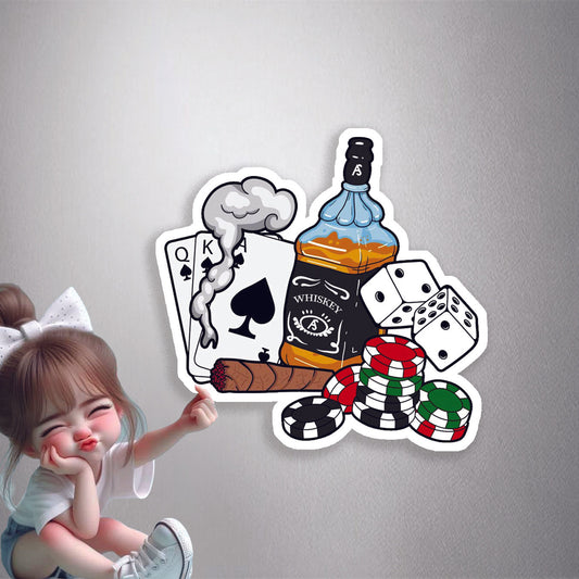 Whiskey and Poker Premium Vinyl Stickers