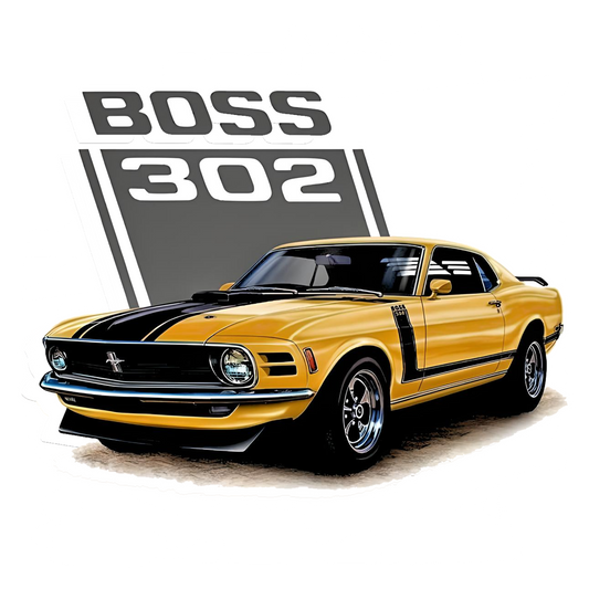 Boss 302 Yellow Super Car Bumper Sticker