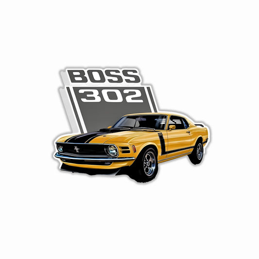 Boss 302 Yellow Super Car Bumper Sticker