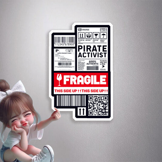 Pirate Activist Fragile Label Premium Vinyl Stickers
