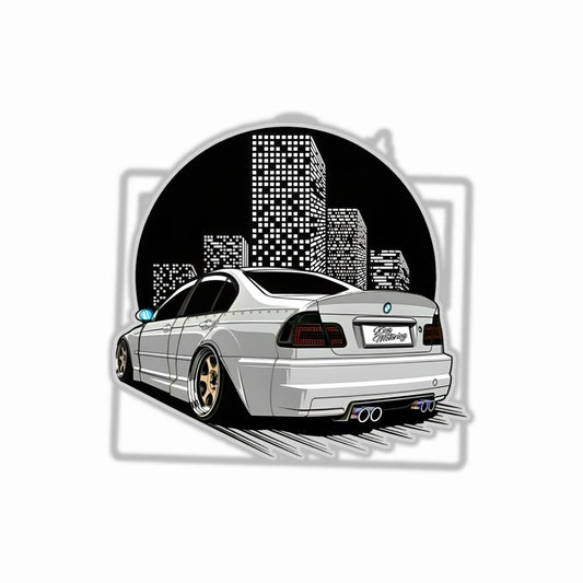 Car in City B&W Bumper Sticker