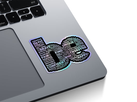 Positive Affirmations Word Cloud Holographic Stickers