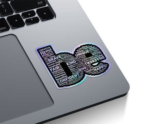 Positive Affirmations Word Cloud Holographic Stickers