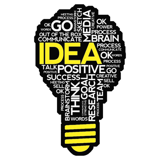 Idea Word Cloud Bulb Premium Vinyl Stickers