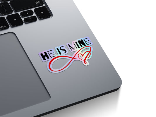 He Is Mine Infinity Heart Holographic Stickers