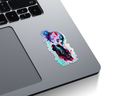 Cyberpunk Girl Holographic Stickers