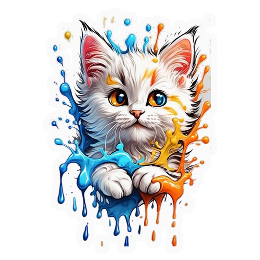 Colorful Splash Kitty Premium Vinyl Stickers