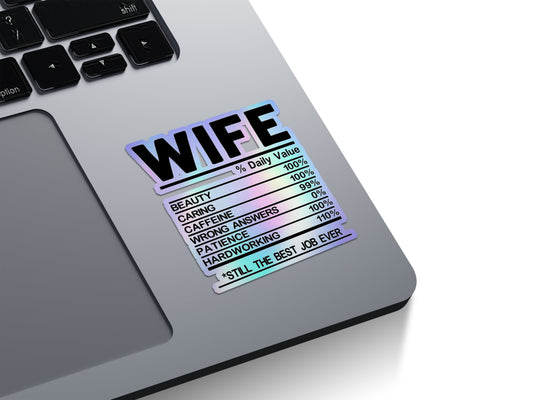 Wife Nutrition Facts Holographic Stickers