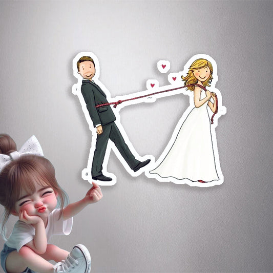 Just Married Rope Pull Premium Vinyl Stickers