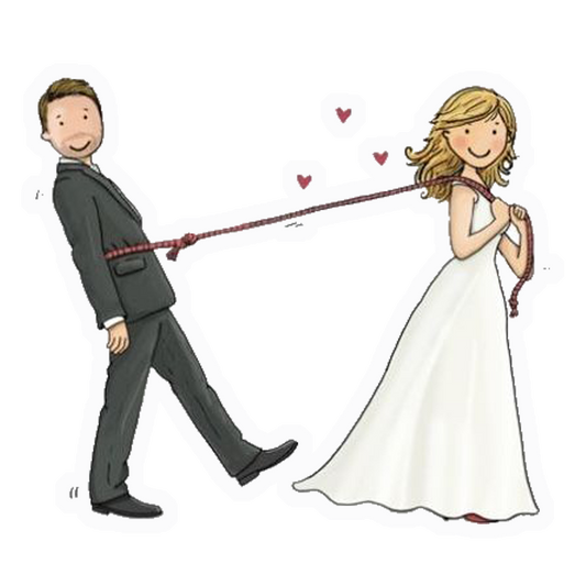 Just Married Rope Pull Premium Vinyl Stickers