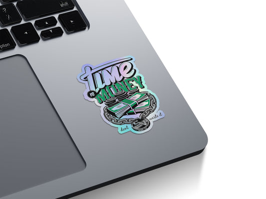 Time is Money Chain Holographic Stickers
