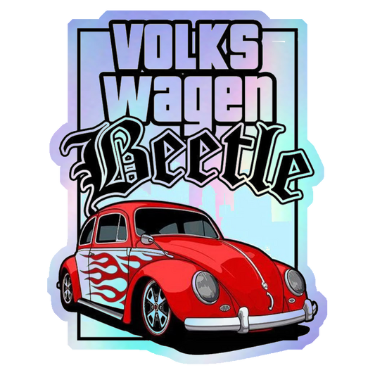 Volkswagen Beetle Flames Holographic Stickers