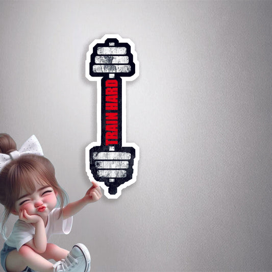 Train Hard Dumbbell Premium Vinyl Stickers
