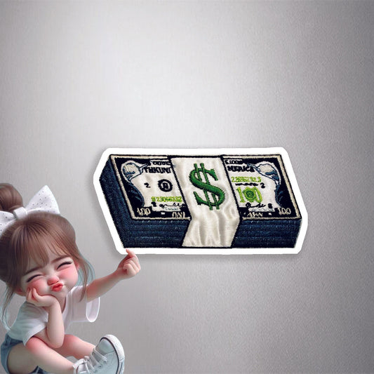Stack of Cash Embroidery Patch Premium Vinyl Stickers