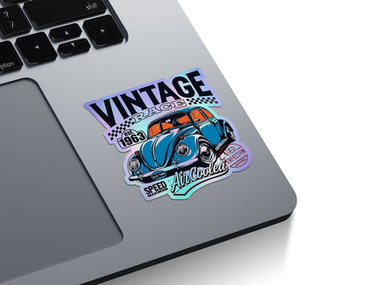Vintage Race Air Cooled Beetle Holographic Stickers