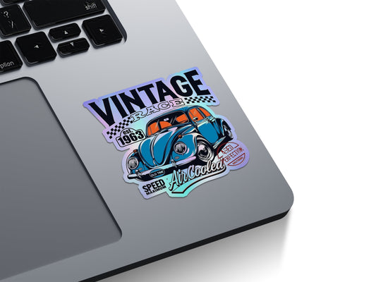 Vintage Race Air Cooled Beetle Holographic Stickers