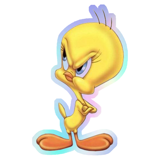 Angry Tweety Bird Holographic Stickers