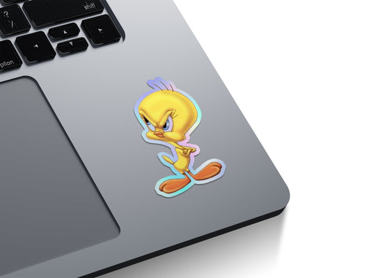 Angry Tweety Bird Holographic Stickers