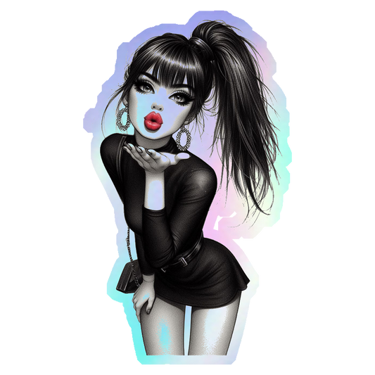 Blowing A Kiss Holographic Stickers