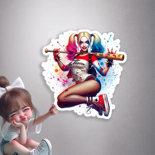 Harley Quinn with Bat Premium Vinyl Stickers