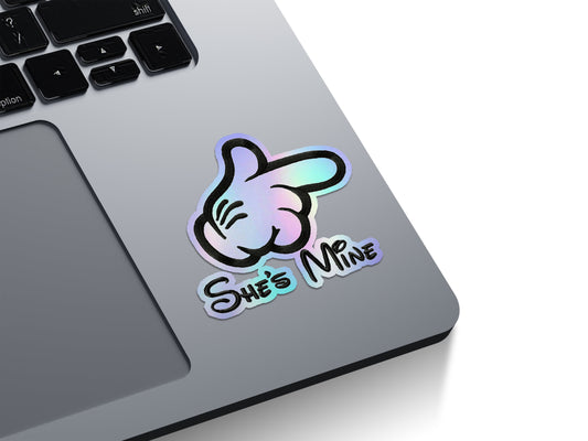 She's Mine Mickey Hand Holographic Stickers