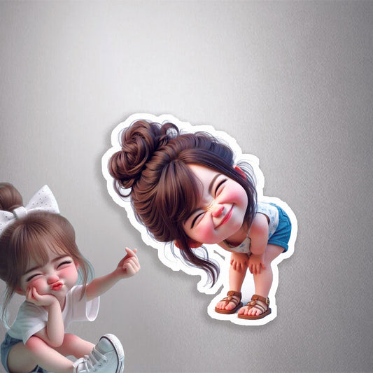 Cute Girl Scrunching Nose Premium Vinyl Stickers