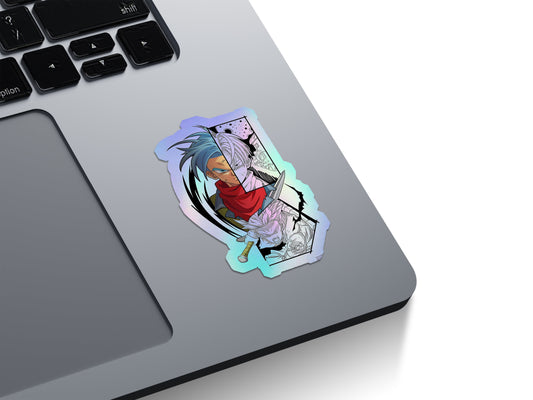 Future Trunks Split Art Holographic Stickers